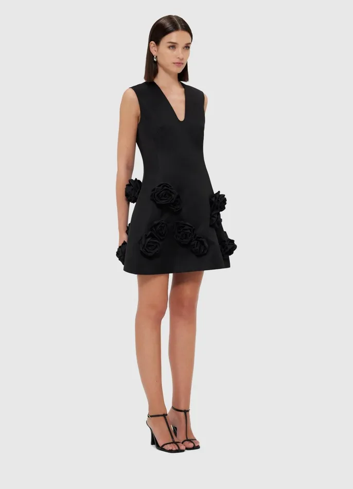 Dresses and Jumpsuits Women LEO LIN Briana V Neck Mini Dress 8211 Ebony