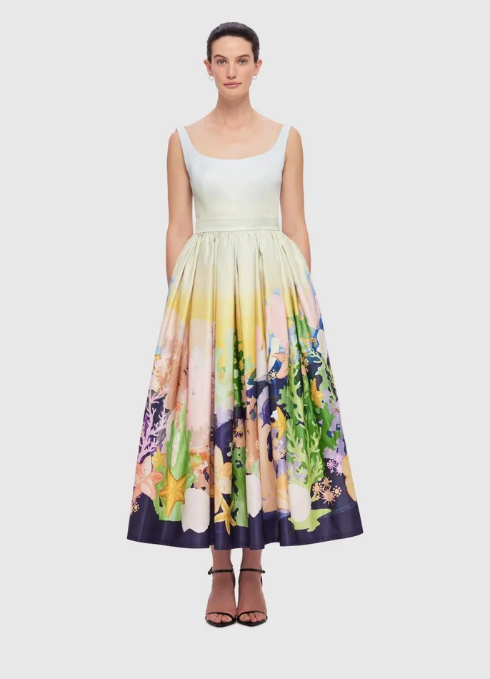 Dresses and Jumpsuits Women LEO LIN Colleen Midi Dress 8211 Neptune Print In Seashell