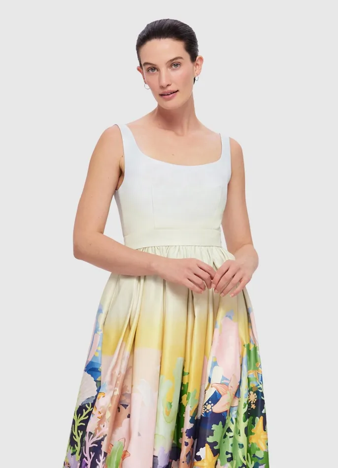 Dresses and Jumpsuits Women LEO LIN Colleen Midi Dress 8211 Neptune Print In Seashell