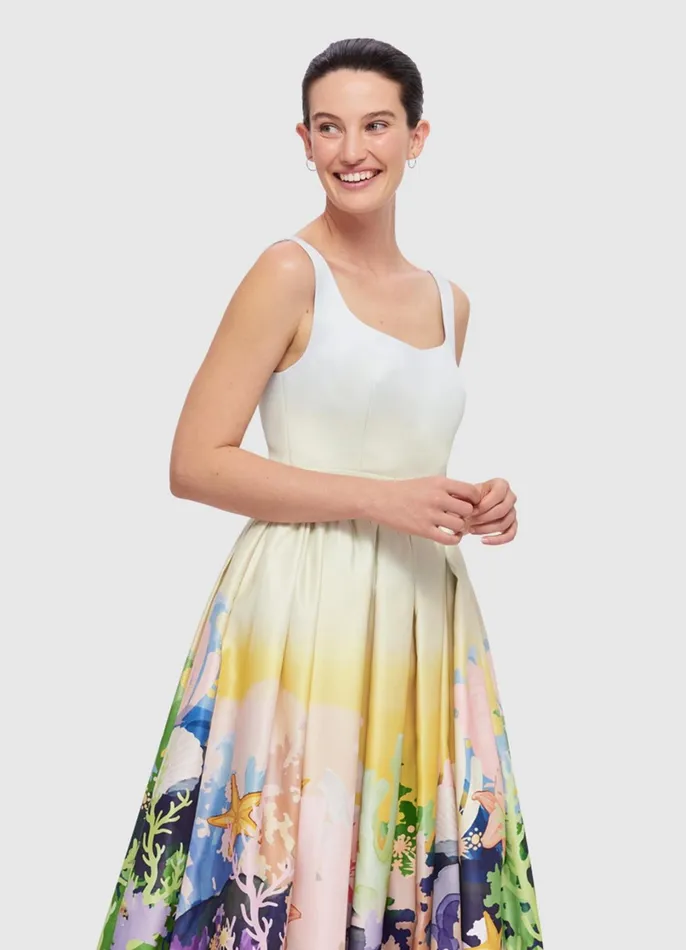 Dresses and Jumpsuits Women LEO LIN Colleen Midi Dress 8211 Neptune Print In Seashell