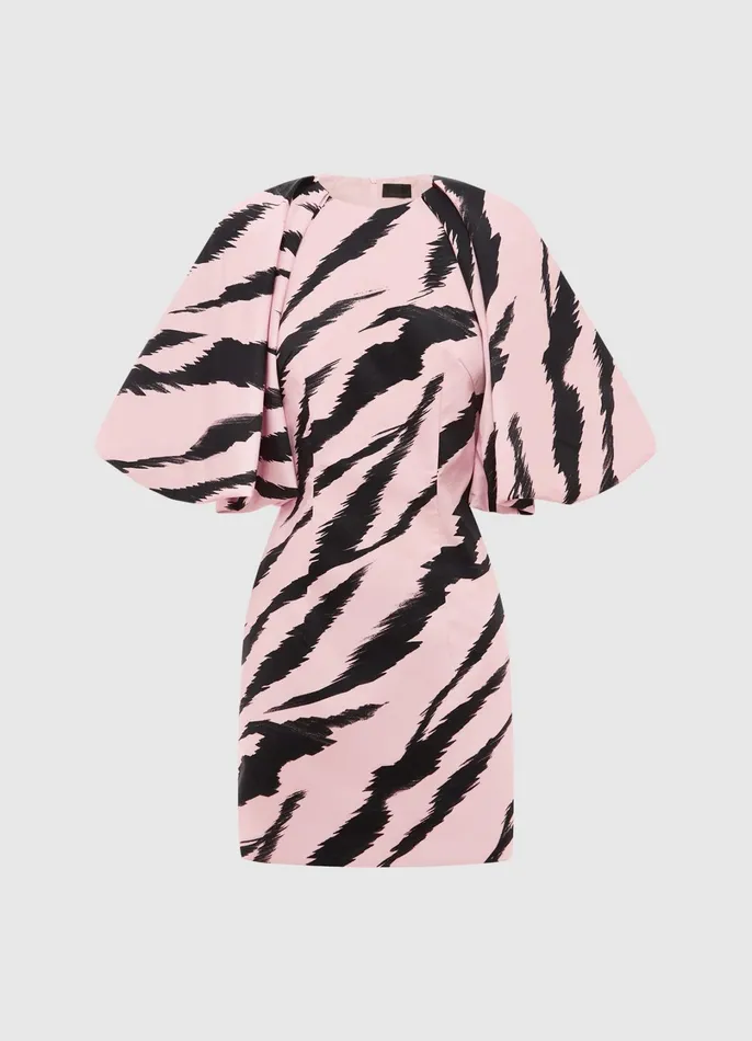 Dresses and Jumpsuits Women LEO LIN Gabriella Puff Sleeve Mini Dress 8211 Tiger Print In Pink