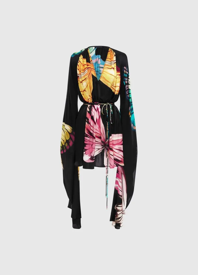 Dresses and Jumpsuits Women LEO LIN Jolie V Neck Mini Dress 8211 Papillon Print In Black