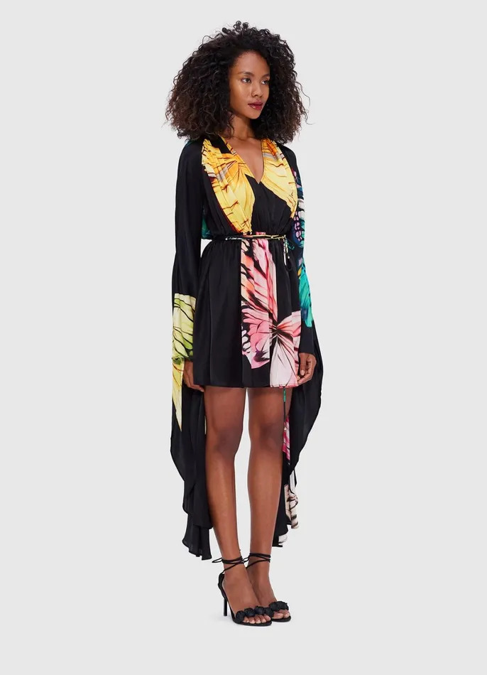 Dresses and Jumpsuits Women LEO LIN Jolie V Neck Mini Dress 8211 Papillon Print In Black