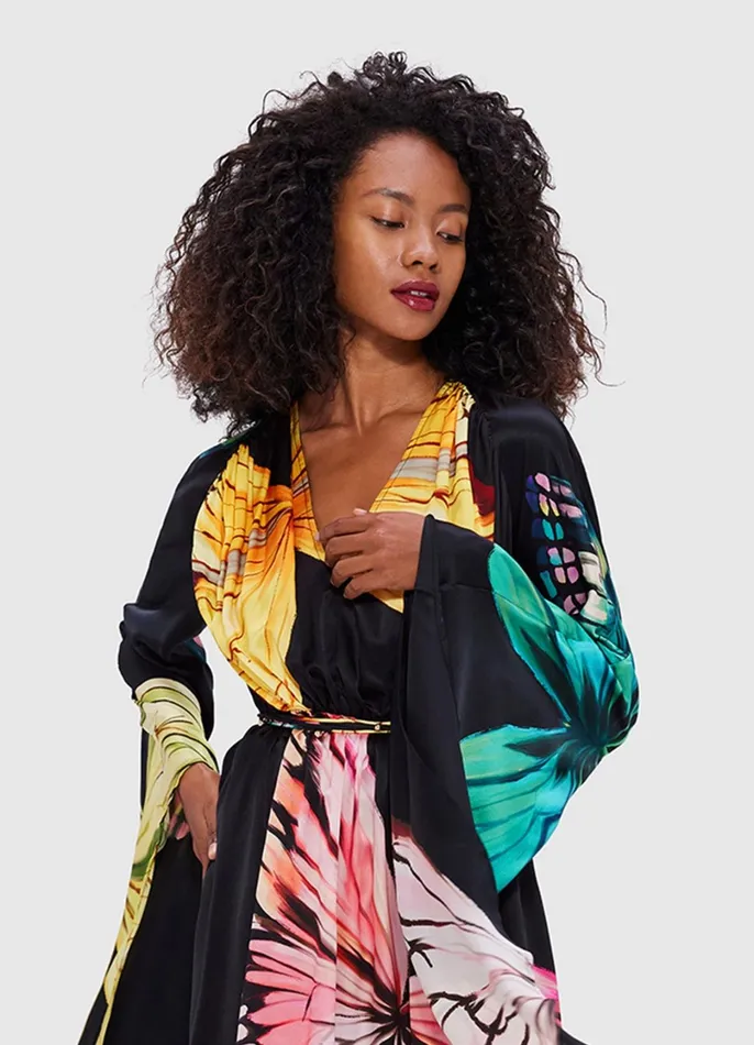Dresses and Jumpsuits Women LEO LIN Jolie V Neck Mini Dress 8211 Papillon Print In Black