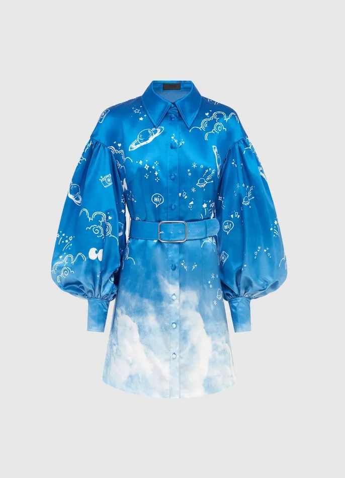 Dresses and Jumpsuits Women LEO LIN Juliana Shirt Mini Dress 8211 Aerial Print