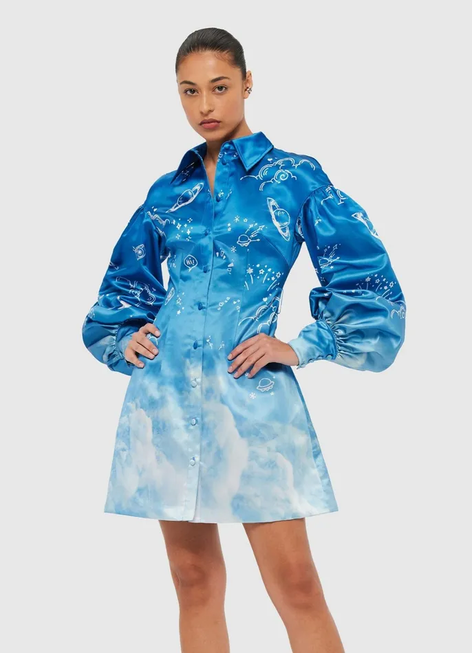 Dresses and Jumpsuits Women LEO LIN Juliana Shirt Mini Dress 8211 Aerial Print