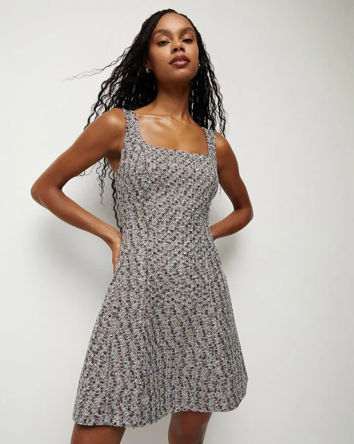 Dresses Shop Veronica Beard Delphine Tweed Dress Silver Multi