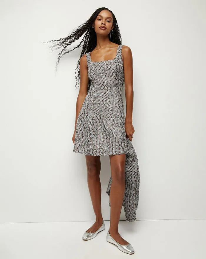 Dresses Shop Veronica Beard Delphine Tweed Dress Silver Multi
