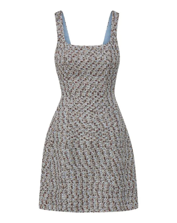Dresses Shop Veronica Beard Delphine Tweed Dress Silver Multi