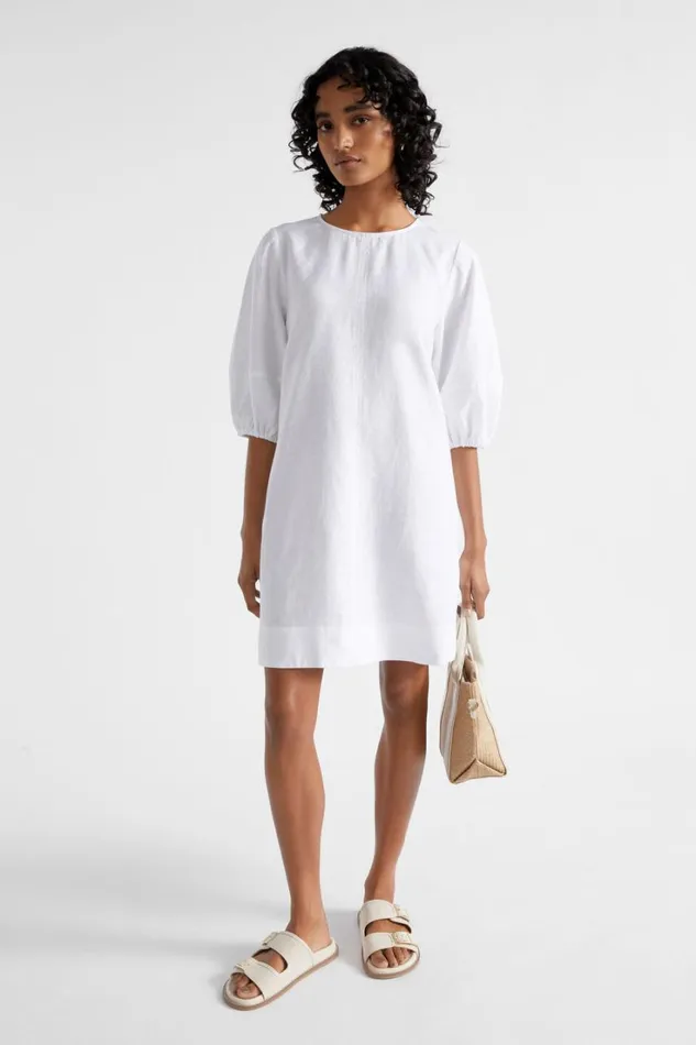 Dresses Woman Seed Heritage Core Linen Mini Dress Whisper White