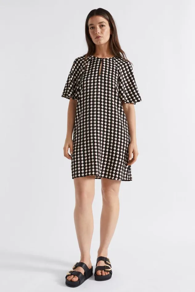 Dresses Woman Seed Heritage Geo Twill Mini Dress Deep Raisin Geo