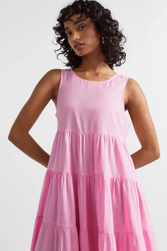 Dresses Woman Seed Heritage Voile Tiered Midi Dress Pink Gin