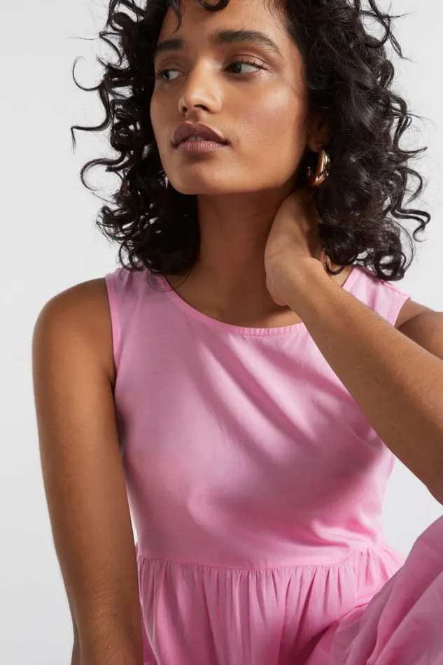 Dresses Woman Seed Heritage Voile Tiered Midi Dress Pink Gin
