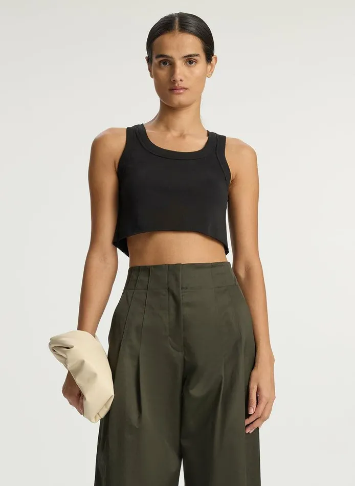 Dresses Women ALC Halsey Cropped Cotton Rib Tank Black