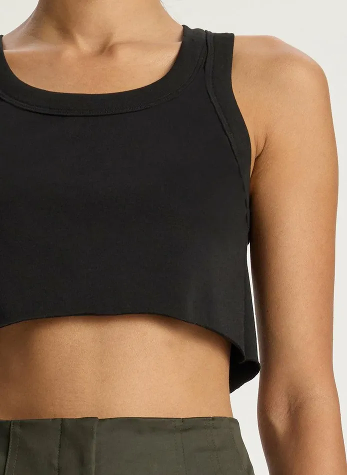 Dresses Women ALC Halsey Cropped Cotton Rib Tank Black Dresses Women ALC Halsey Cropped Cotton Rib Tank Black