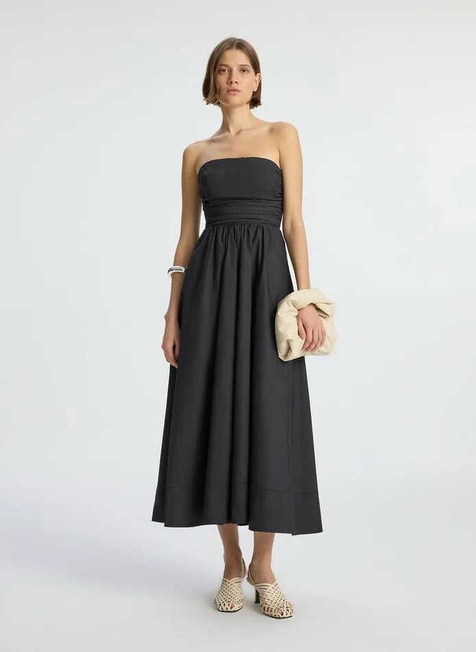 Dresses Women ALC Tate Strapless Midi Dress Black Dresses Women ALC Tate Strapless Midi Dress Black
