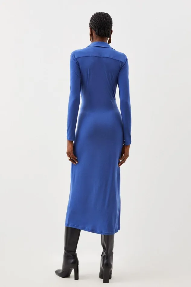 Dresses Women Karen Millen Bonded Crepe Maxi Dress Blue