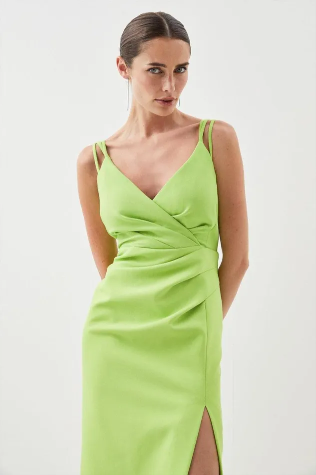 Dresses Women Karen Millen Clean Tailored Strappy Maxi Dress Lime