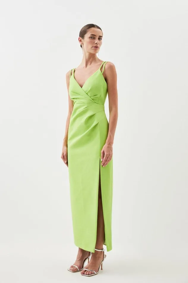 Dresses Women Karen Millen Clean Tailored Strappy Maxi Dress Lime
