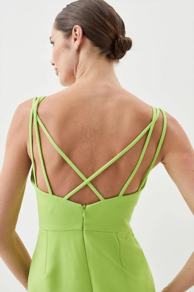 Dresses Women Karen Millen Clean Tailored Strappy Maxi Dress Lime