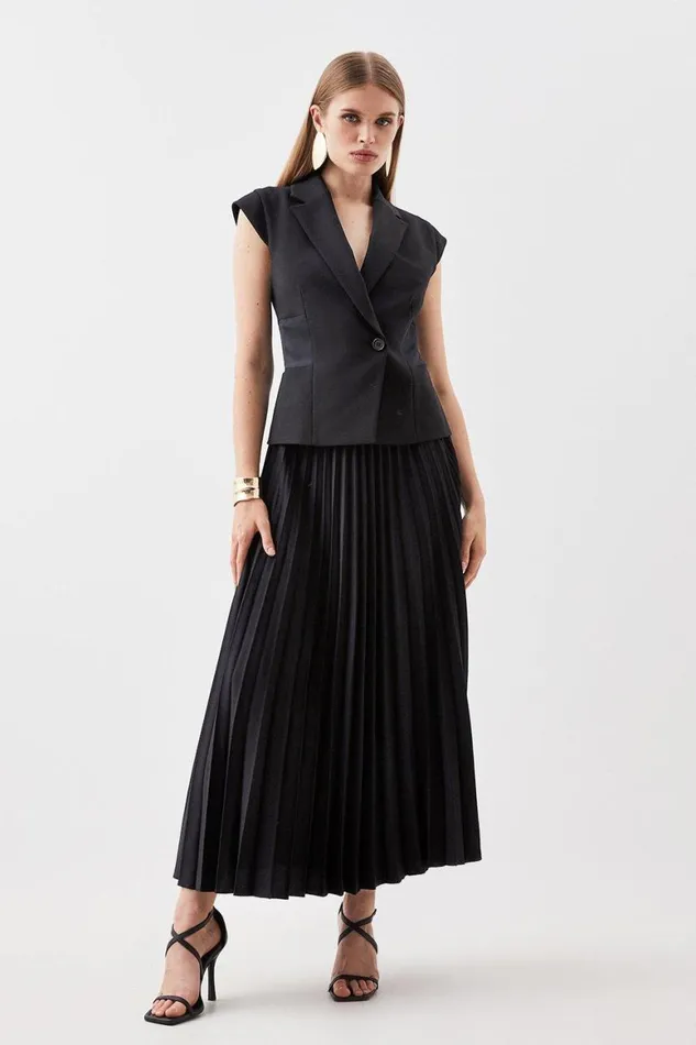 Dresses Women Karen Millen Compact Stretch Insert Panel Soft Skirt Tailored Midi Dress Black Dresses Women Karen Millen Compact Stretch Insert Panel Soft Skirt Tailored Midi Dress Black