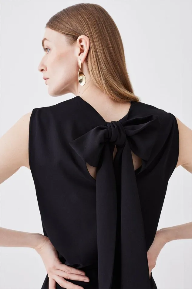 Dresses Women Karen Millen Cowl Neck Sleeveless Woven Midi Dress Black