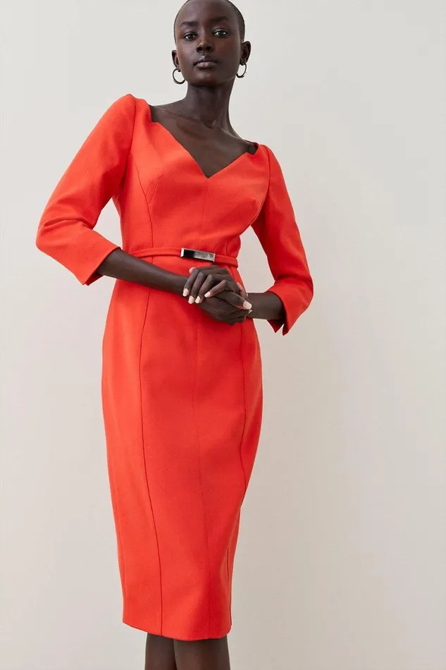 Dresses Women Karen Millen Forever Bar Belt Midi Dress Red