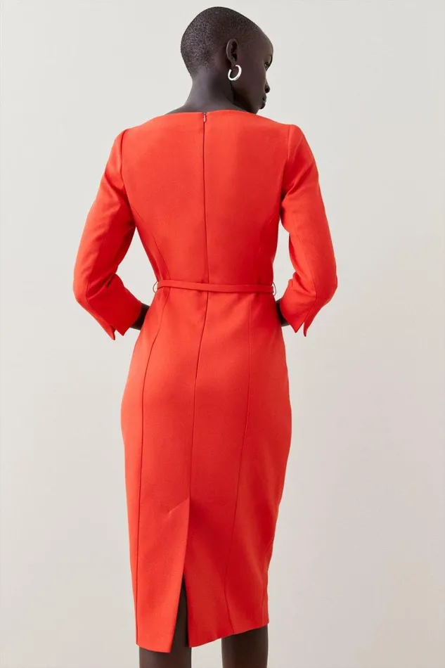 Dresses Women Karen Millen Forever Bar Belt Midi Dress Red