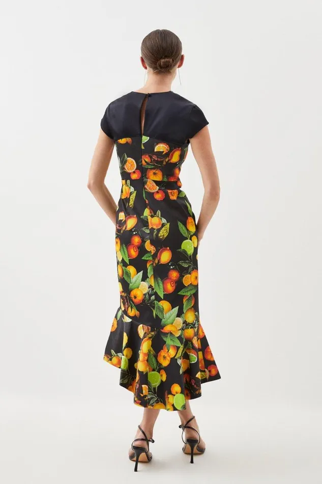 Dresses Women Karen Millen Italian Signature Stretch Citrus Contrast Midi Dress Black