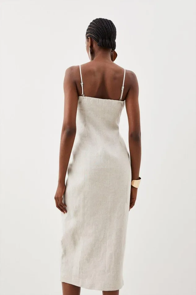 Dresses Women Karen Millen Linen Bandeau Pencil Dress Pale Grey