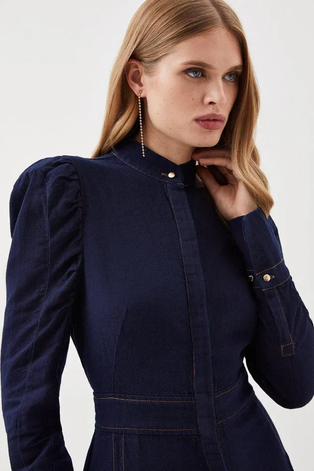 Dresses Women Karen Millen Lydia Millen Petite Tencel Denim Woven Midi Shirt Dress Indigo