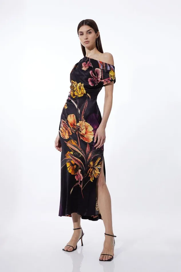 Dresses Women Karen Millen Midnight Floral Print Satin Back Crepe Woven Maxi Dress Black Dresses Women Karen Millen Midnight Floral Print Satin Back Crepe Woven Maxi Dress Black
