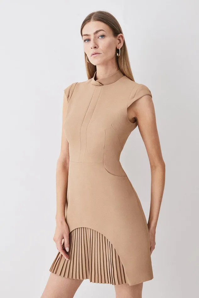 Dresses Women Karen Millen Petite Military Tailored Mini Dress Camel