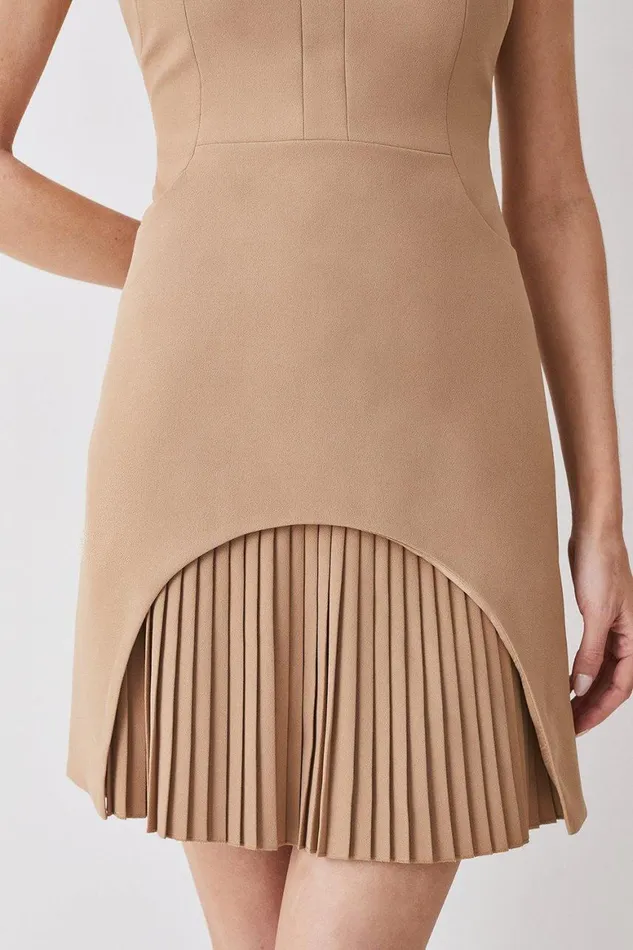 Dresses Women Karen Millen Petite Military Tailored Mini Dress Camel