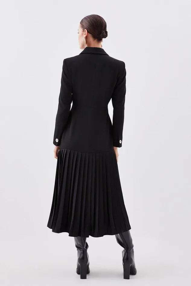 Dresses Women Karen Millen Petite Pleated Button Detailed Woven Midi Dress Black