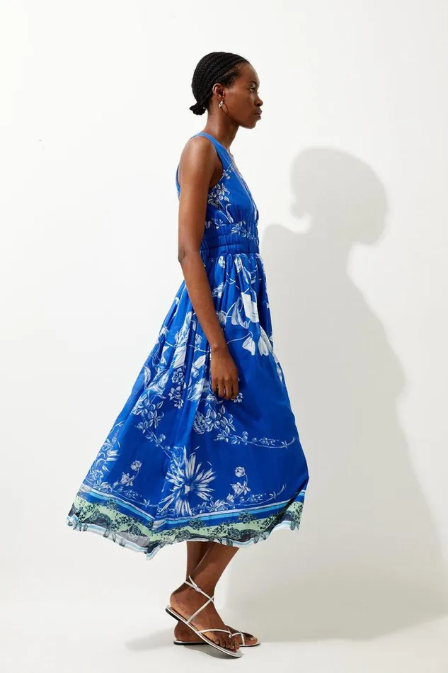 Dresses Women Karen Millen Placed Floral Silk Cotton Maxi Dress Floral