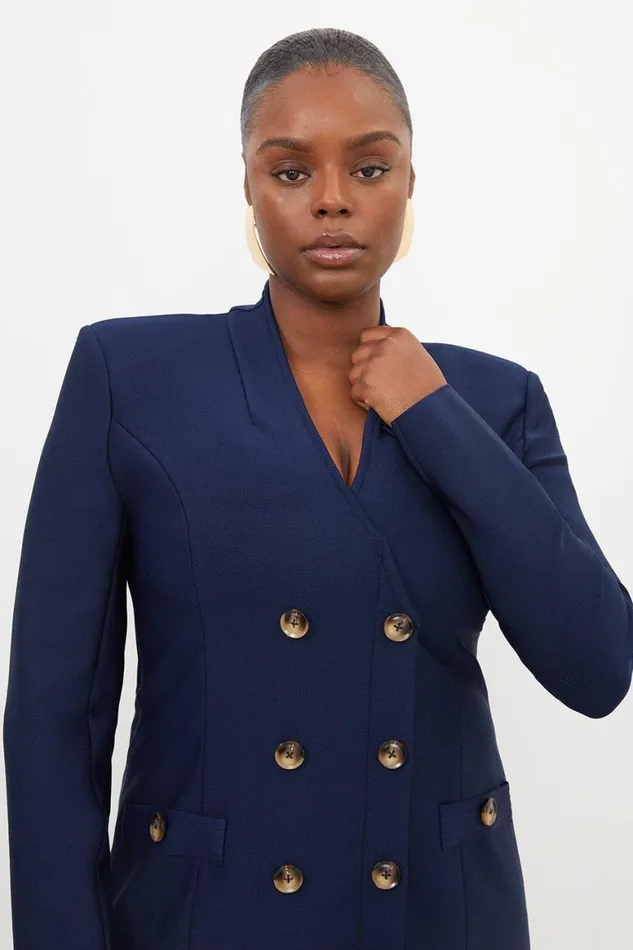 Dresses Women Karen Millen Plus Size Figure Form Bandage Knit Blazer Style Mini Dress