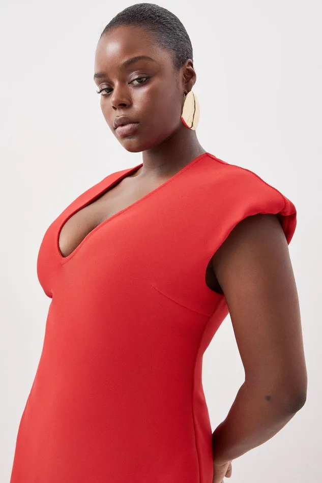 Dresses Women Karen Millen Plus Size Figure Form Bandage Knit Shoulder Detail Midaxi Dress