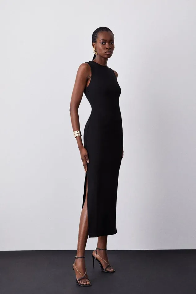 Dresses Women Karen Millen Ponte Crew Neck Midaxi Dress Black