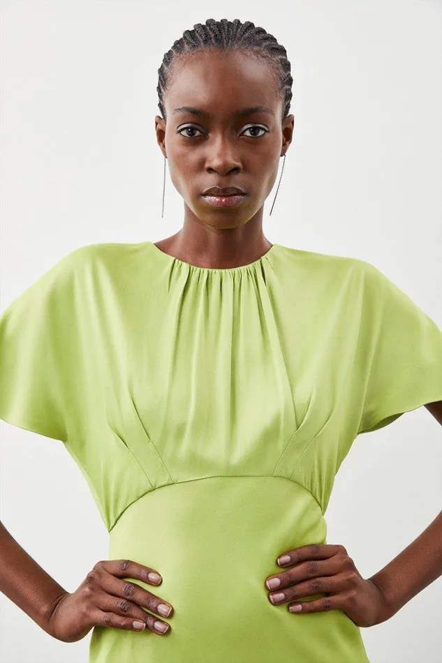 Dresses Women Karen Millen Satin Woven Crepe Maxi Dress Green