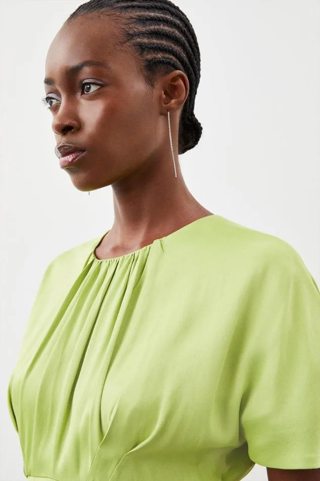 Dresses Women Karen Millen Satin Woven Crepe Maxi Dress Green