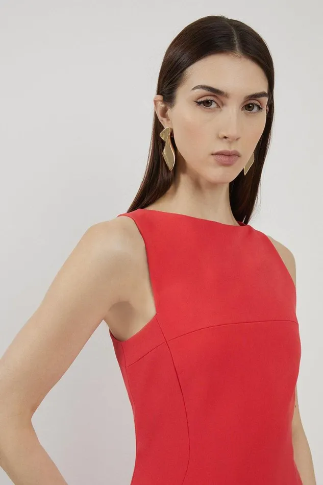 Dresses Women Karen Millen Stretch Crepe Panelled Tailored Midi Dress Red