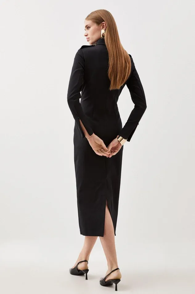 Dresses Women Karen Millen Tailored Pocket Detail Fitted Maxi Shirt Dress Black