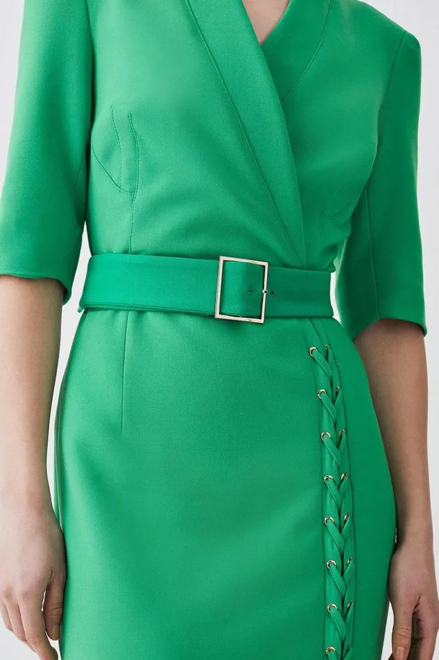 Dresses Women Karen Millen Tall Compact Stretch Lace Up Forever Midi Dress Green