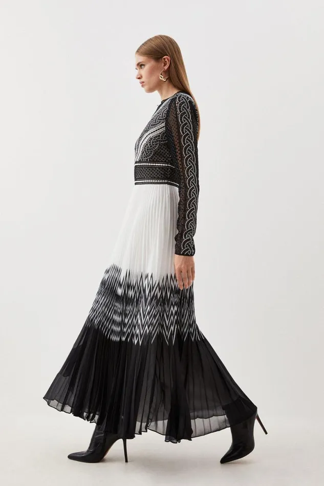 Dresses Women Karen Millen Tall Guipure Lace Maxi Dress Black