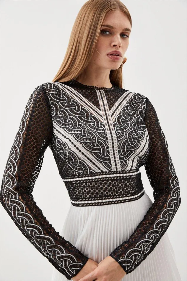 Dresses Women Karen Millen Tall Guipure Lace Maxi Dress Black