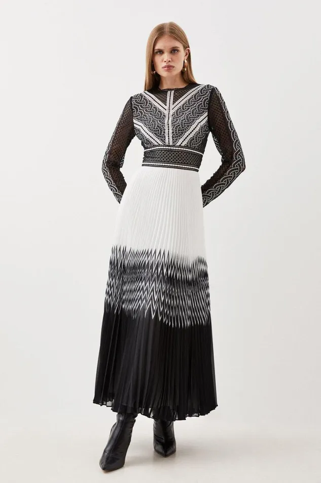 Dresses Women Karen Millen Tall Guipure Lace Maxi Dress Black