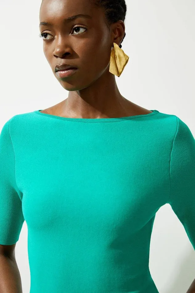Dresses Women Karen Millen Viscose Blend Look Knit Flippy Mini Dress Green