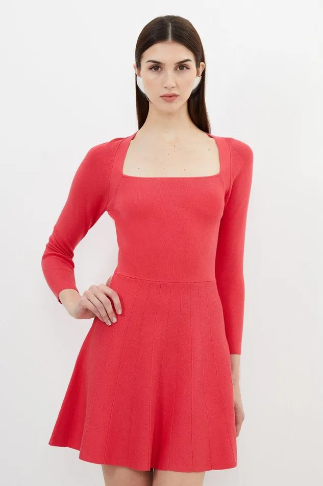 Dresses Women Karen Millen Viscose Blend Strapping Detail Midi Dress Coral
