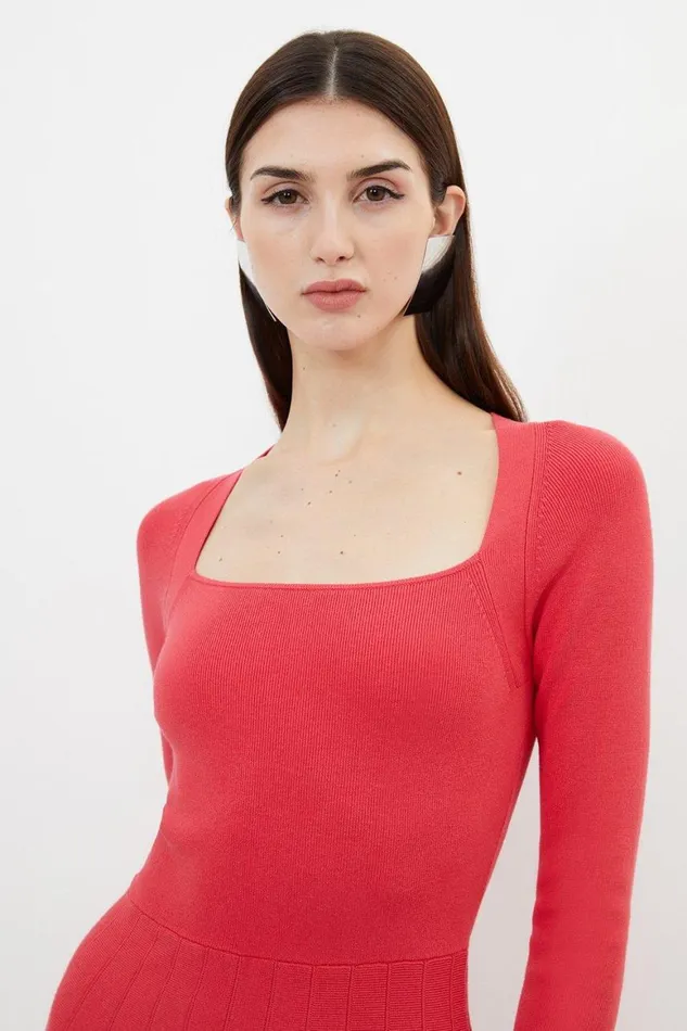 Dresses Women Karen Millen Viscose Blend Strapping Detail Midi Dress Coral